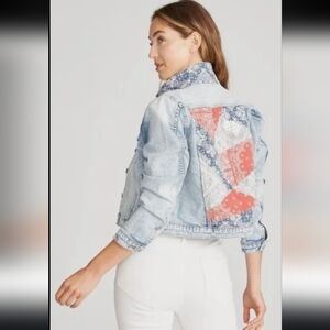 New Free People!× Driftwood Bandana Thicker Jean Jacket Demin.